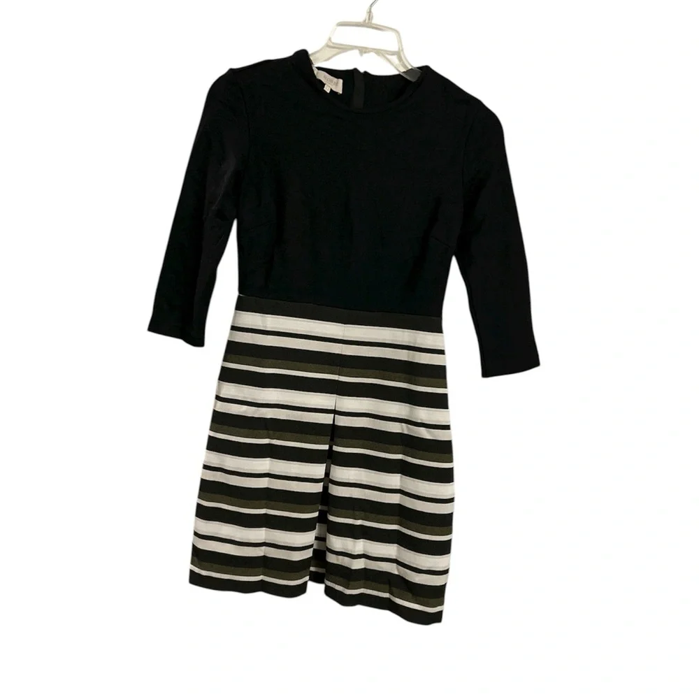 Elegant Black Dress with colorful striped design by Hobbs London size 6